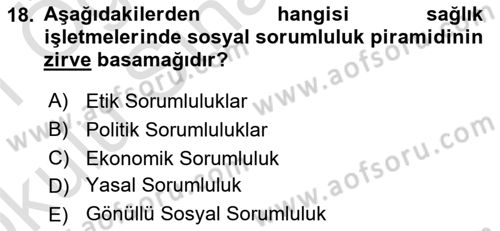 Sağlık İşletmelerinde Halkla İlişkiler Dersi 2020 - 2021 Yılı Yaz Okulu Sınav Soruları 18. Soru
