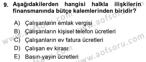 Sağlık İşletmelerinde Halkla İlişkiler Dersi 2020 - 2021 Yılı Yaz Okulu Sınav Soruları 9. Soru