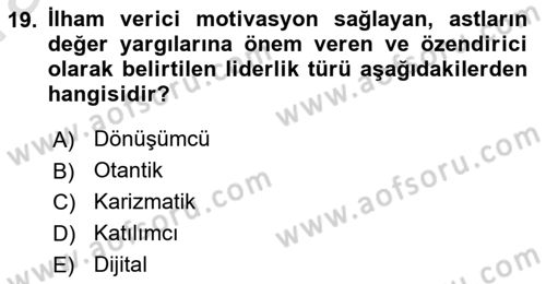 Sağlık İşletmelerinde Halkla İlişkiler Dersi 2021 - 2022 Yılı (Vize) Ara Sınav Soruları 19. Soru