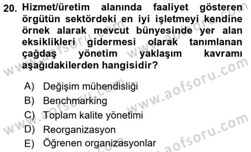 Sağlık İşletmelerinde Halkla İlişkiler Dersi 2021 - 2022 Yılı (Vize) Ara Sınav Soruları 20. Soru