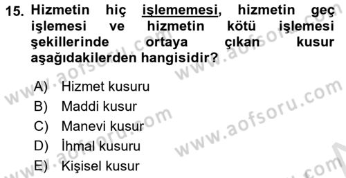 Sağlık İşletmelerinde Halkla İlişkiler Dersi 2021 - 2022 Yılı (Final) Dönem Sonu Sınav Soruları 15. Soru