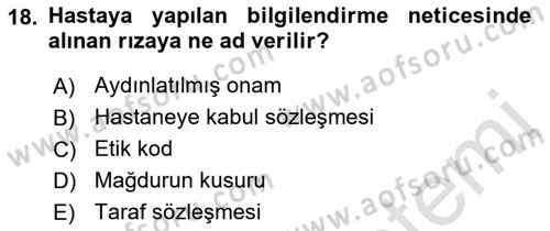 Sağlık İşletmelerinde Halkla İlişkiler Dersi 2021 - 2022 Yılı Yaz Okulu Sınav Soruları 18. Soru