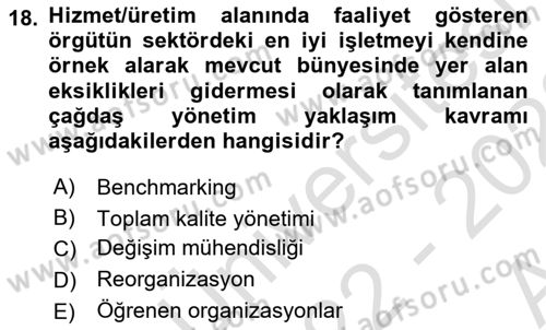 Sağlık İşletmelerinde Halkla İlişkiler Dersi 2022 - 2023 Yılı (Vize) Ara Sınav Soruları 18. Soru
