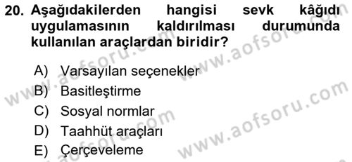 Sağlık İşletmelerinde Halkla İlişkiler Dersi 2022 - 2023 Yılı (Final) Dönem Sonu Sınav Soruları 20. Soru