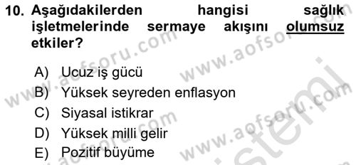 Sağlık İşletmelerinde Halkla İlişkiler Dersi 2022 - 2023 Yılı Yaz Okulu Sınavı 10. Soru