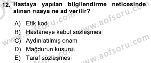 Sağlık İşletmelerinde Halkla İlişkiler Dersi 2022 - 2023 Yılı Yaz Okulu Sınavı 12. Soru