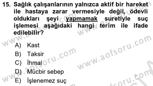 Sağlık İşletmelerinde Halkla İlişkiler Dersi 2022 - 2023 Yılı Yaz Okulu Sınav Soruları 15. Soru