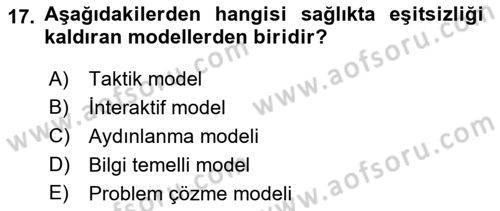 Sağlık İşletmelerinde Halkla İlişkiler Dersi 2022 - 2023 Yılı Yaz Okulu Sınav Soruları 17. Soru