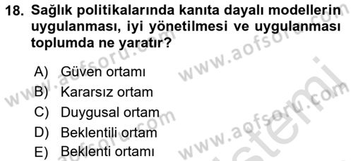 Sağlık İşletmelerinde Halkla İlişkiler Dersi 2022 - 2023 Yılı Yaz Okulu Sınav Soruları 18. Soru