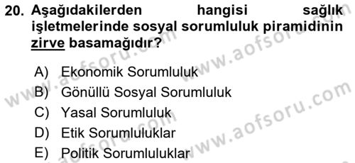 Sağlık İşletmelerinde Halkla İlişkiler Dersi 2022 - 2023 Yılı Yaz Okulu Sınav Soruları 20. Soru