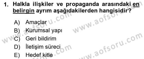 Sağlık İşletmelerinde Halkla İlişkiler Dersi 2023 - 2024 Yılı (Vize) Ara Sınav Soruları 1. Soru