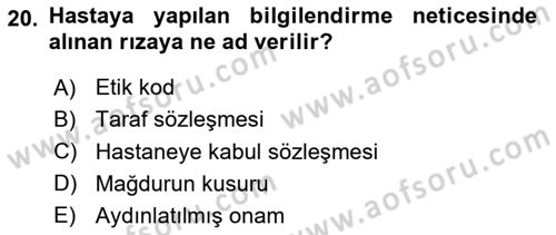 Sağlık İşletmelerinde Halkla İlişkiler Dersi 2023 - 2024 Yılı Yaz Okulu Sınavı 20. Soru