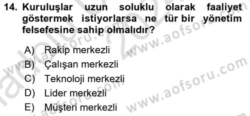 Sağlık İşletmelerinde Halkla İlişkiler Dersi Ara Sınavı Deneme Sınav Soruları 14. Soru
