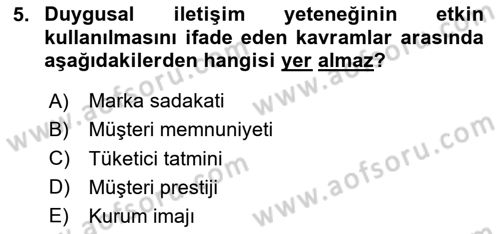 Sağlık İşletmelerinde Halkla İlişkiler Dersi 2024 - 2025 Yılı (Vize) Ara Sınav Soruları 5. Soru