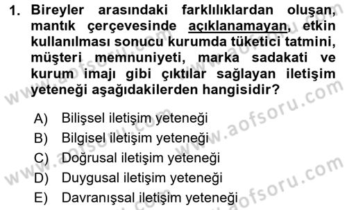 Sağlık İşletmelerinde Halkla İlişkiler Dersi 2025 - 2026 Yılı (Vize) Ara Sınav Soruları 1. Soru