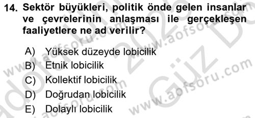 Sağlık İşletmelerinde Halkla İlişkiler Dersi 2025 - 2026 Yılı (Vize) Ara Sınav Soruları 14. Soru