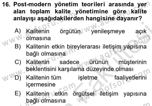 Sağlık İşletmelerinde Halkla İlişkiler Dersi 2025 - 2026 Yılı (Vize) Ara Sınav Soruları 16. Soru