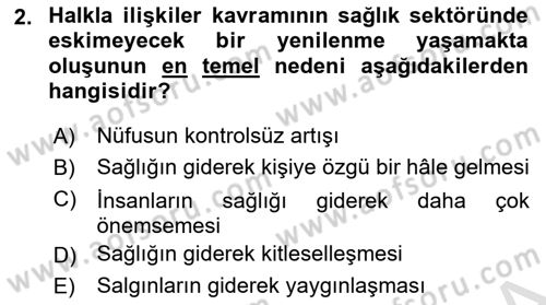 Sağlık İşletmelerinde Halkla İlişkiler Dersi 2025 - 2026 Yılı (Vize) Ara Sınav Soruları 2. Soru