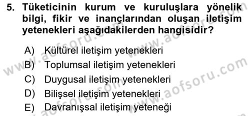 Sağlık İşletmelerinde Halkla İlişkiler Dersi 2025 - 2026 Yılı (Vize) Ara Sınav Soruları 5. Soru