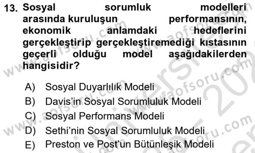 Sağlık İşletmelerinde Halkla İlişkiler Dersi 2025 - 2026 Yılı (Final) Dönem Sonu Sınav Soruları 13. Soru