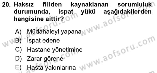 Sağlık İşletmelerinde Halkla İlişkiler Dersi 2025 - 2026 Yılı (Final) Dönem Sonu Sınav Soruları 20. Soru