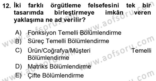 Sağlık İşletmelerinde Yönetim Dersi Ara Sınavı Deneme Sınav Soruları 12. Soru