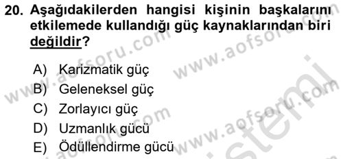Sağlık İşletmelerinde Yönetim Dersi 2021 - 2022 Yılı (Vize) Ara Sınav Soruları 20. Soru