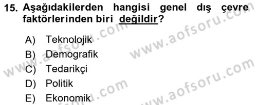 Sağlık İşletmelerinde Yönetim Dersi 2021 - 2022 Yılı (Final) Dönem Sonu Sınav Soruları 15. Soru