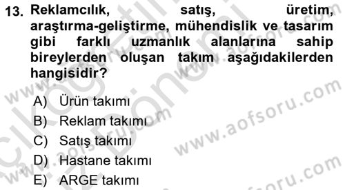 Sağlık İşletmelerinde Yönetim Dersi 2022 - 2023 Yılı (Vize) Ara Sınav Soruları 13. Soru