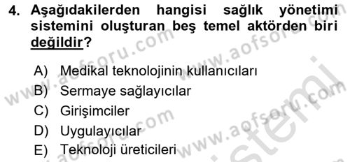 Sağlık İşletmelerinde Yönetim Dersi 2022 - 2023 Yılı (Vize) Ara Sınav Soruları 4. Soru