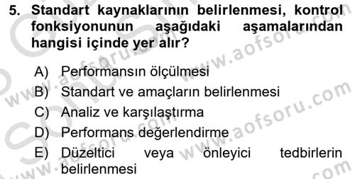Sağlık İşletmelerinde Yönetim Dersi 2022 - 2023 Yılı (Final) Dönem Sonu Sınav Soruları 5. Soru