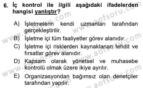 Sağlık İşletmelerinde Yönetim Dersi 2022 - 2023 Yılı (Final) Dönem Sonu Sınav Soruları 6. Soru