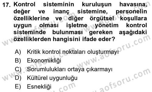 Sağlık İşletmelerinde Yönetim Dersi 2022 - 2023 Yılı Yaz Okulu Sınavı 17. Soru