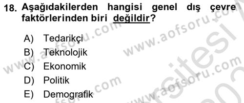Sağlık İşletmelerinde Yönetim Dersi 2022 - 2023 Yılı Yaz Okulu Sınav Soruları 18. Soru