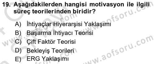 Sağlık İşletmelerinde Yönetim Dersi Ara Sınavı Deneme Sınav Soruları 19. Soru