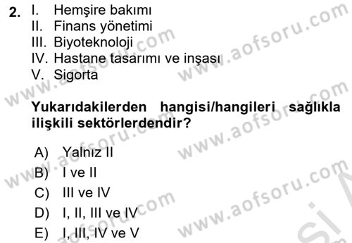 Sağlık İşletmelerinde Yönetim Dersi Ara Sınavı Deneme Sınav Soruları 2. Soru