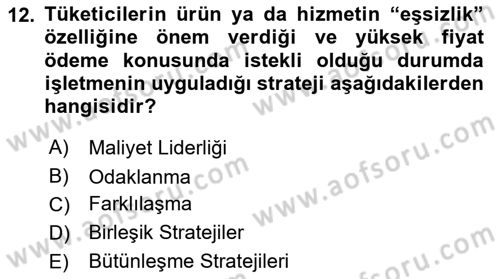 Sağlık İşletmelerinde Yönetim Dersi 2023 - 2024 Yılı (Final) Dönem Sonu Sınav Soruları 12. Soru