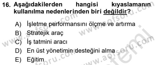 Sağlık İşletmelerinde Yönetim Dersi 2023 - 2024 Yılı (Final) Dönem Sonu Sınav Soruları 16. Soru
