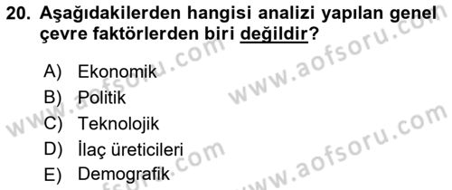 Sağlık İşletmelerinde Yönetim Dersi 2023 - 2024 Yılı (Final) Dönem Sonu Sınav Soruları 20. Soru