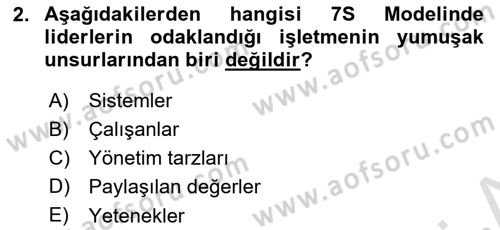 Sağlık İşletmelerinde Yönetim Dersi 2024 - 2025 Yılı (Vize) Ara Sınav Soruları 2. Soru