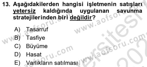 Sağlık İşletmelerinde Yönetim Dersi 2024 - 2025 Yılı (Final) Dönem Sonu Sınav Soruları 13. Soru