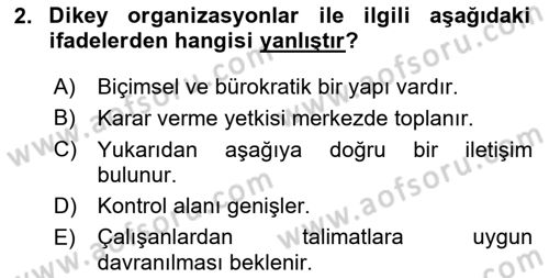 Sağlık İşletmelerinde Yönetim Dersi 2024 - 2025 Yılı (Final) Dönem Sonu Sınav Soruları 2. Soru