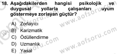 Sağlık İşletmelerinde Yönetim Dersi 2025 - 2026 Yılı (Vize) Ara Sınav Soruları 18. Soru