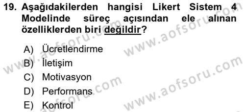 Sağlık İşletmelerinde Yönetim Dersi 2025 - 2026 Yılı (Vize) Ara Sınav Soruları 19. Soru