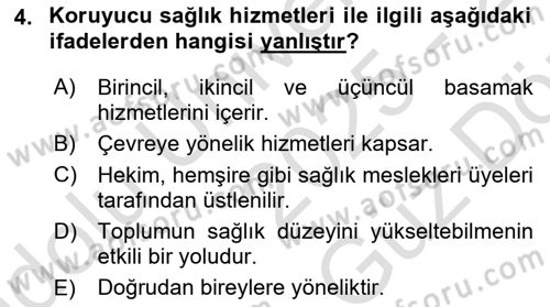 Sağlık İşletmelerinde Yönetim Dersi 2025 - 2026 Yılı (Vize) Ara Sınav Soruları 4. Soru