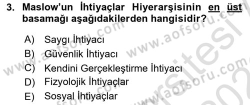 Sağlık İşletmelerinde Yönetim Dersi 2025 - 2026 Yılı (Final) Dönem Sonu Sınav Soruları 3. Soru