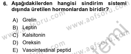 İnsan Beden Yapısı Ve Fizyolojisi Dersi 2016 - 2017 Yılı 3 Ders Sınav Soruları 6. Soru