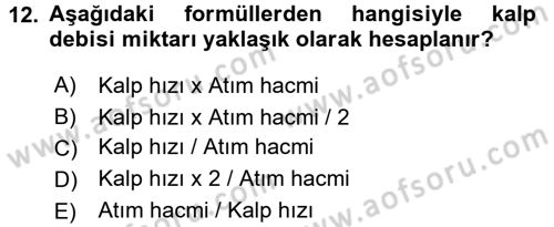 İnsan Beden Yapısı Ve Fizyolojisi Dersi 2017 - 2018 Yılı (Vize) Ara Sınav Soruları 12. Soru