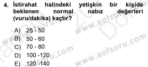 İnsan Beden Yapısı Ve Fizyolojisi Dersi 2017 - 2018 Yılı (Final) Dönem Sonu Sınav Soruları 4. Soru