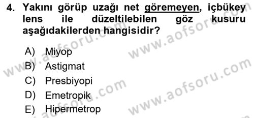 İnsan Beden Yapısı Ve Fizyolojisi Dersi 2018 - 2019 Yılı 3 Ders Sınav Soruları 4. Soru